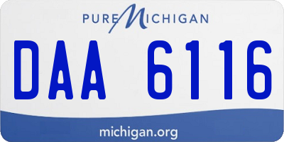 MI license plate DAA6116
