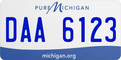 MI license plate DAA6123