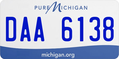 MI license plate DAA6138