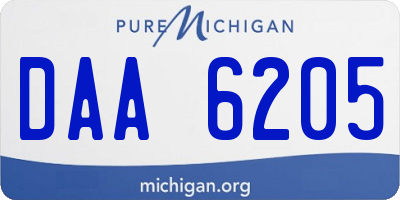 MI license plate DAA6205