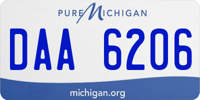 MI license plate DAA6206