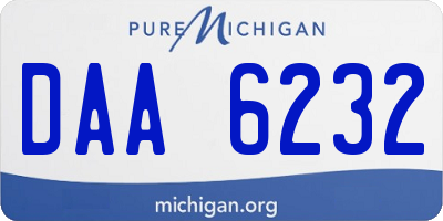 MI license plate DAA6232