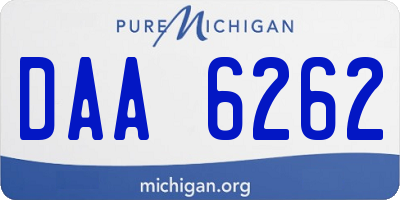 MI license plate DAA6262