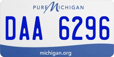 MI license plate DAA6296