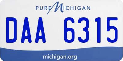 MI license plate DAA6315