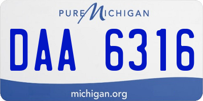 MI license plate DAA6316