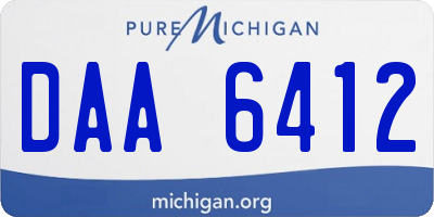 MI license plate DAA6412