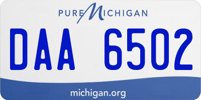 MI license plate DAA6502