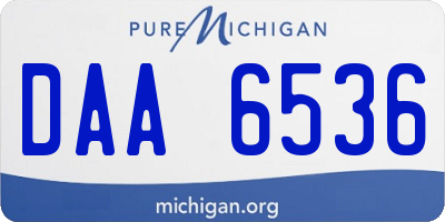 MI license plate DAA6536