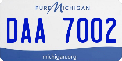 MI license plate DAA7002