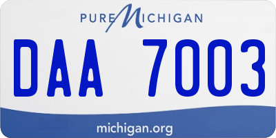 MI license plate DAA7003