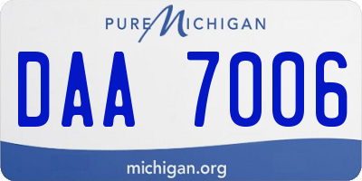 MI license plate DAA7006