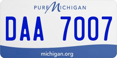 MI license plate DAA7007