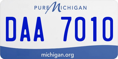 MI license plate DAA7010