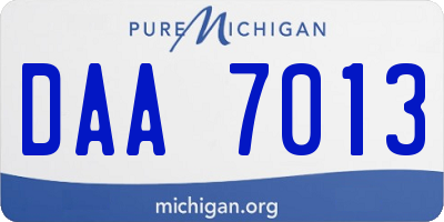 MI license plate DAA7013