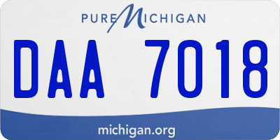 MI license plate DAA7018