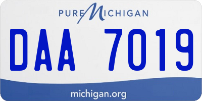 MI license plate DAA7019