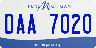 MI license plate DAA7020