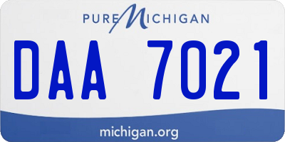 MI license plate DAA7021