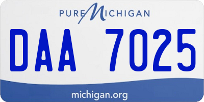 MI license plate DAA7025