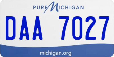 MI license plate DAA7027