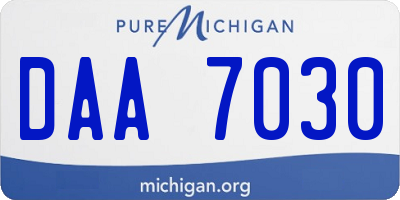 MI license plate DAA7030