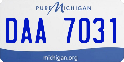 MI license plate DAA7031