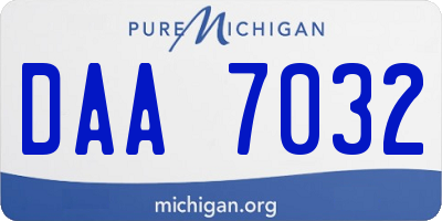 MI license plate DAA7032