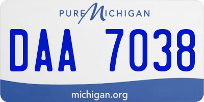 MI license plate DAA7038