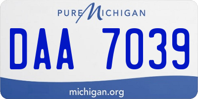 MI license plate DAA7039