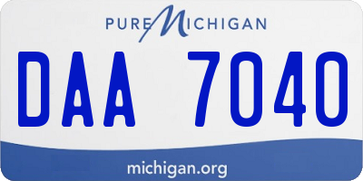 MI license plate DAA7040