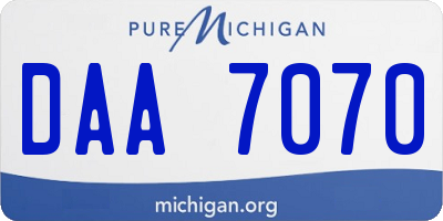 MI license plate DAA7070