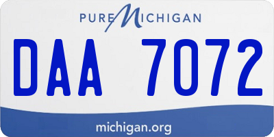 MI license plate DAA7072