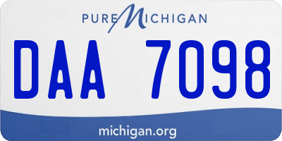 MI license plate DAA7098