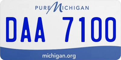 MI license plate DAA7100