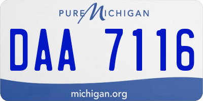 MI license plate DAA7116