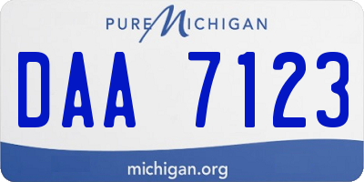 MI license plate DAA7123