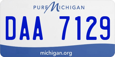 MI license plate DAA7129