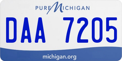 MI license plate DAA7205