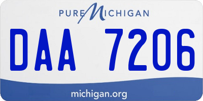 MI license plate DAA7206