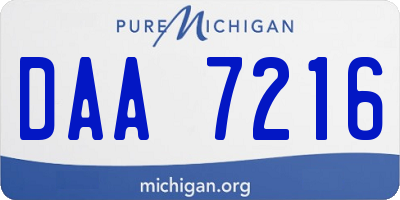 MI license plate DAA7216