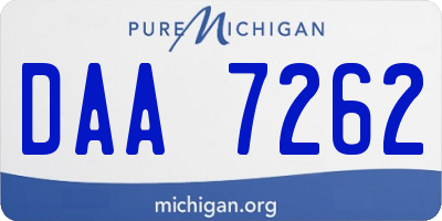 MI license plate DAA7262