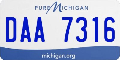 MI license plate DAA7316