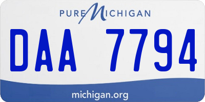 MI license plate DAA7794