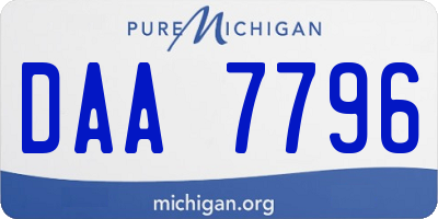 MI license plate DAA7796