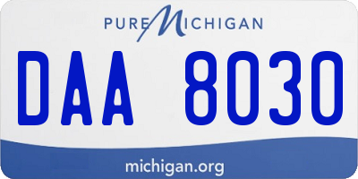 MI license plate DAA8030