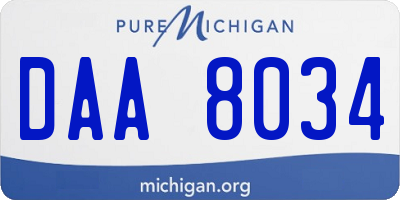 MI license plate DAA8034