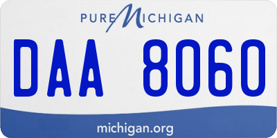MI license plate DAA8060