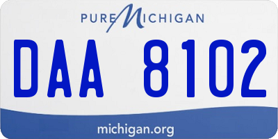 MI license plate DAA8102