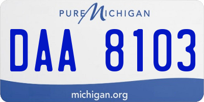 MI license plate DAA8103